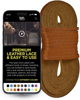 TOFL Leather Boot Laces|1/8 Inch Thick 72 Inches Long|2 Leather Strips [1 Pair]