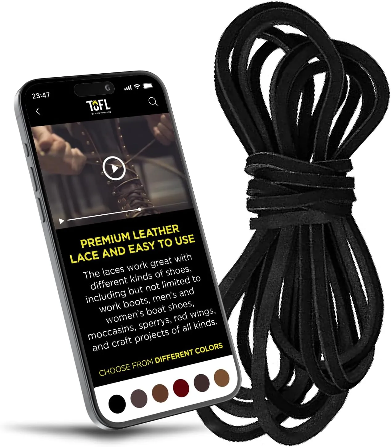 TOFL Logger Style Leather Boot Laces | 108 inch long | Comes in 1 or 3 Pairs