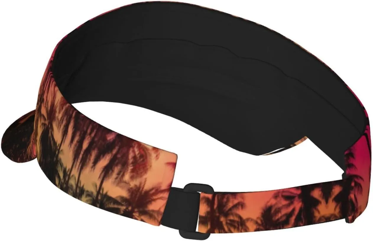 Tropical Island Palm Tree Sport Sun Visor Adjustable Summer Cap Visor Caps for Women Men Travel