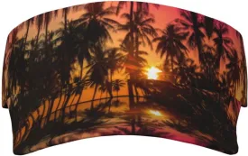 Tropical Island Palm Tree Sport Sun Visor Adjustable Summer Cap Visor Caps for Women Men Travel
