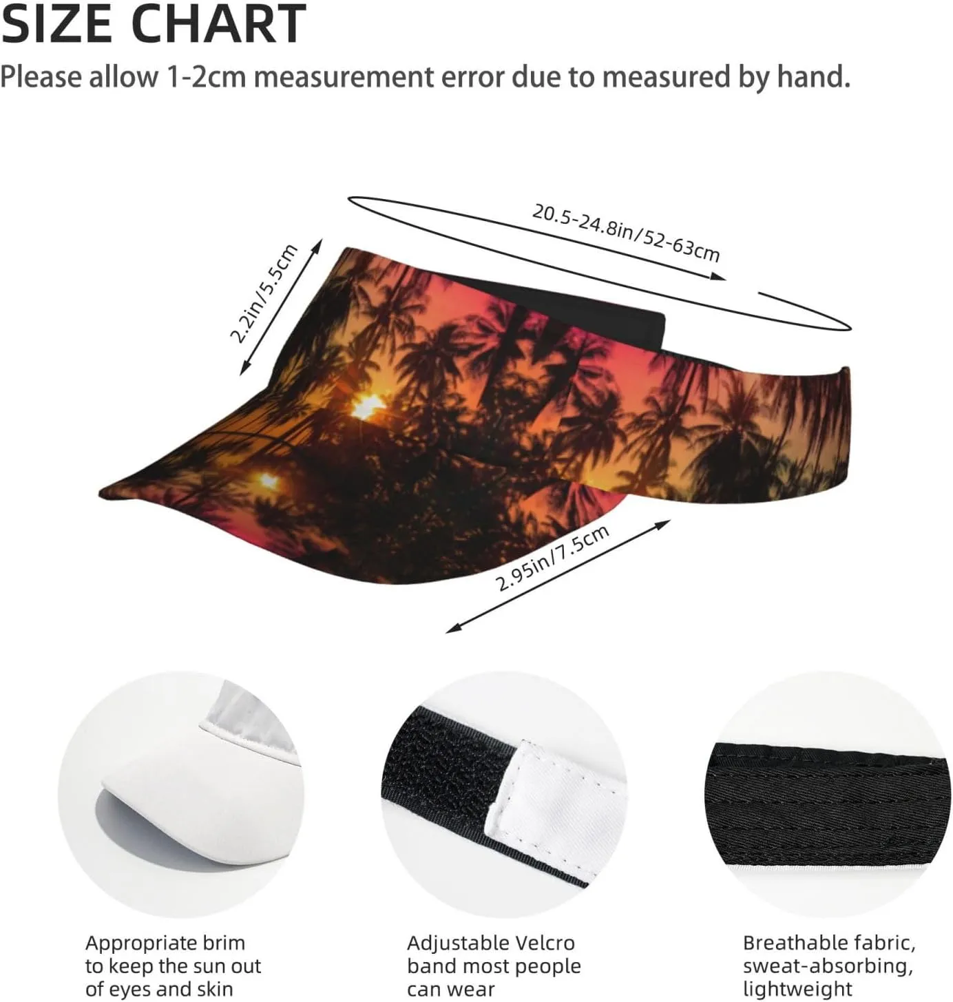 Tropical Island Palm Tree Sport Sun Visor Adjustable Summer Cap Visor Caps for Women Men Travel
