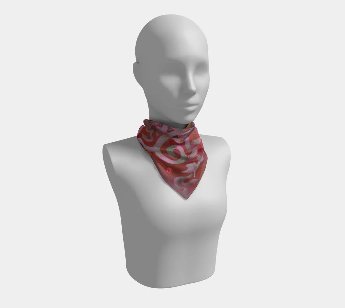 Viking Summer Pink Grey Jellinge 1 Silk-like Poly Scarf (4 sizes-3 fabrics)