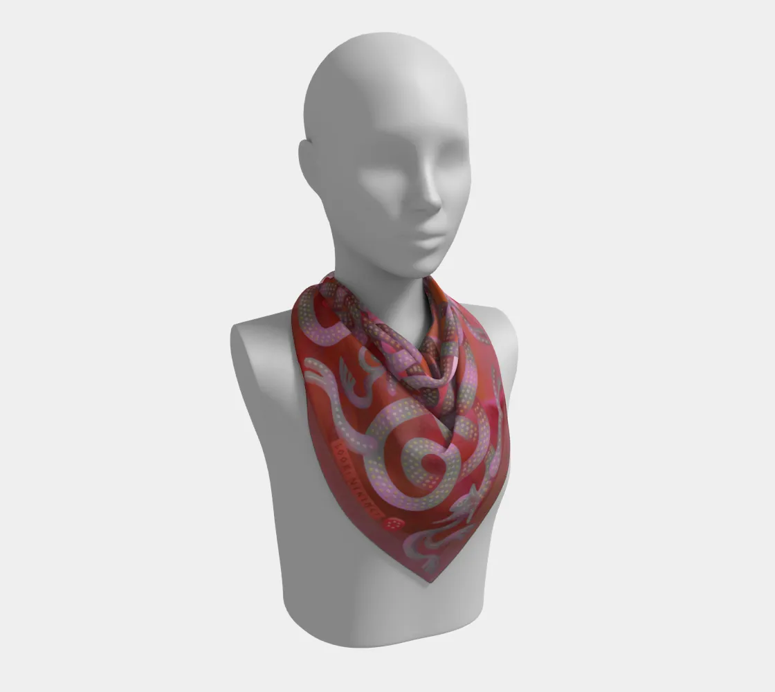 Viking Summer Pink Grey Jellinge 1 Silk-like Poly Scarf (4 sizes-3 fabrics)