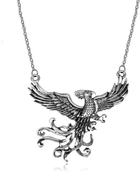 Vintage Antique Silver Eagle Pendant Necklace with blue Accents