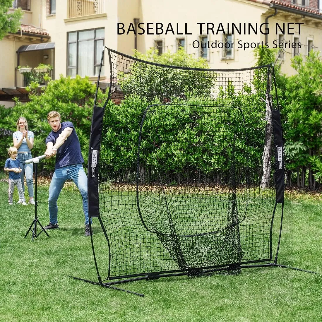 VIVOHOME Baseball Softball Batting Net - 7x7 Ft Baseball Backstop, Softball Practice Net for Hitting, Pitching, Throwing with Batting Tee and Carry Bag