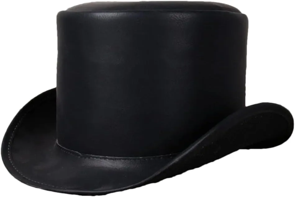 Women Men Leather Top Hat Fedoras Magic Flat Cosplay Party Caps