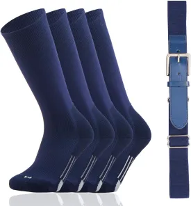 Youper Youth Baseball/Softball Belt & Socks Combo Set (2 Pairs of Socks & 1 Belt)